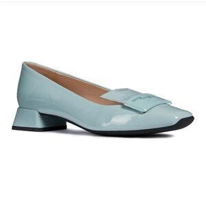 Geox Vivyanne square-toe loafer pump, low heel, in light blue
